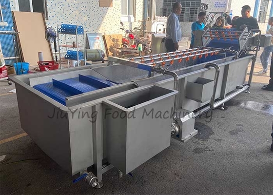 एयर बबल टाइप वेजिटेबल फ्रूट वॉशिंग मशीन 1.5T / H छिड़काव नोजल के साथ